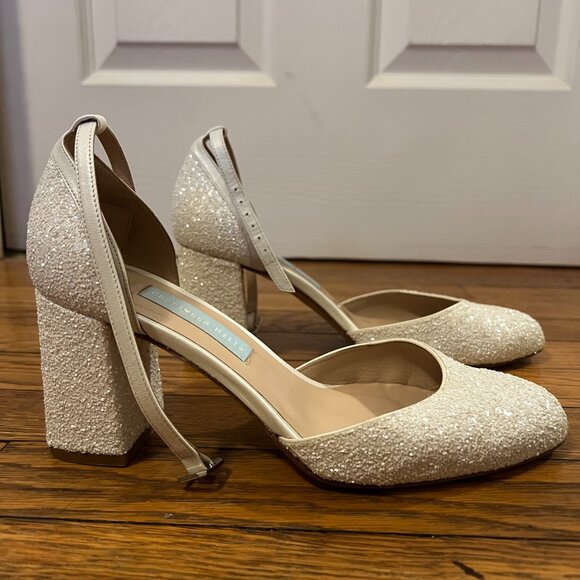 Mia Pearl - Bridal Point Toe Slingback with Bow Trim  Charlotte Mills Jazzy Pearl Pointed Toe Block Heel Size 8.5